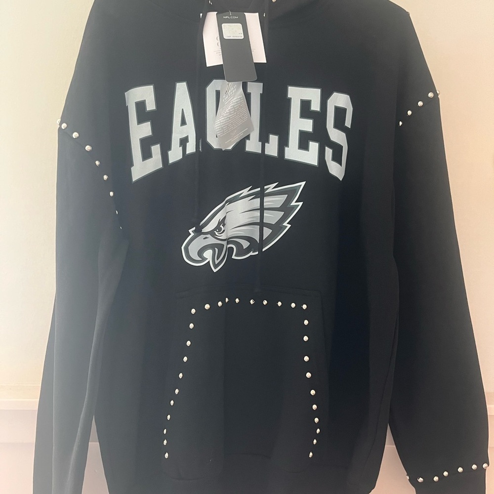 Eagles Women's Black Hoodie with Studded Details